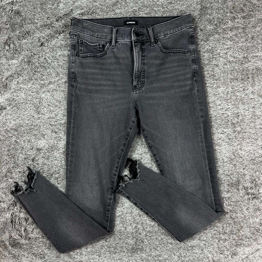 Express Denim Jeans Mid-Rise Skinny 6R Black